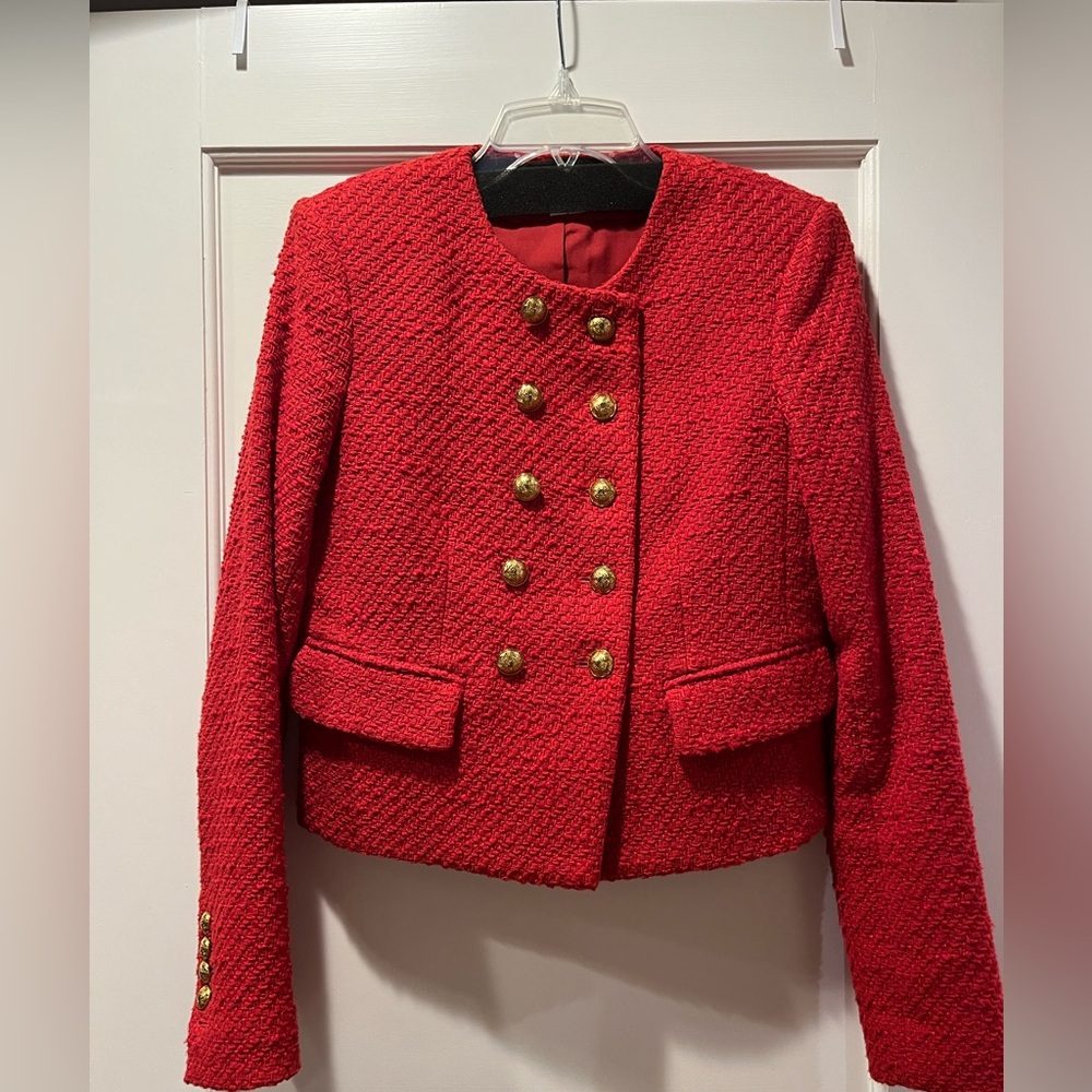 Veronica Beard Bentley tweed red jacket